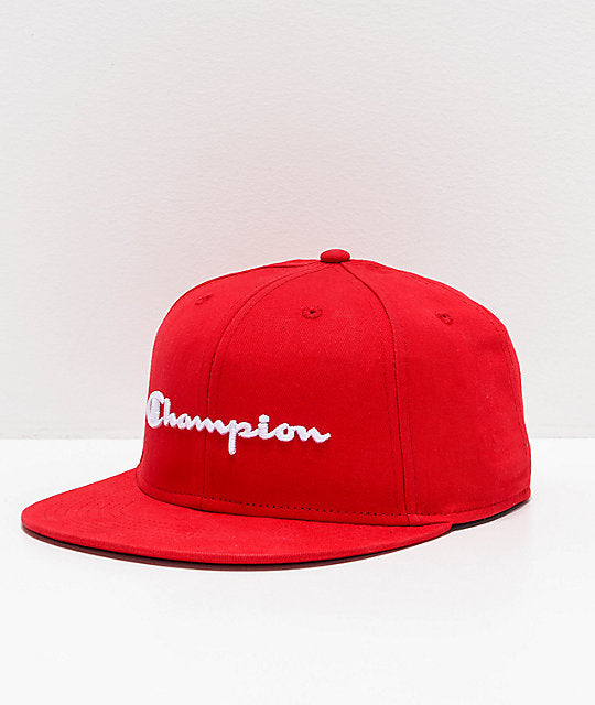 Champion Script Logo Snapback Cap (Scarlet Red)