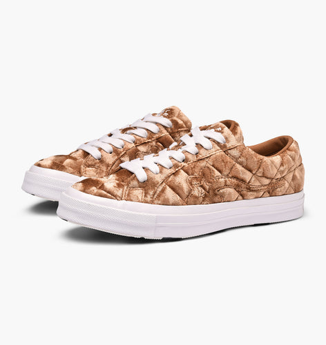 (Pre-owned) Converse x Golf Le Fleur Ox Quilted Velvet by Tyler the Creator (Brown Sugar/White)(165599C)
