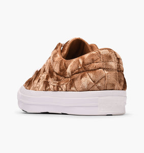 (Pre-owned) Converse x Golf Le Fleur Ox Quilted Velvet by Tyler the Creator (Brown Sugar/White)(165599C)