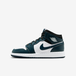 Women's / GS Air Jordan 1 Mid "Dark Teal" (White/Black/Armory Navy)(554725-411)