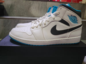 (Pre-owned) Air Jordan 1 Mid (White/Laser Blue/Black)(554724-141)