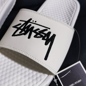 Nike x Stussy 2.0 Embroidered Benassi Slides (Sail/Black)(DC5239-100)