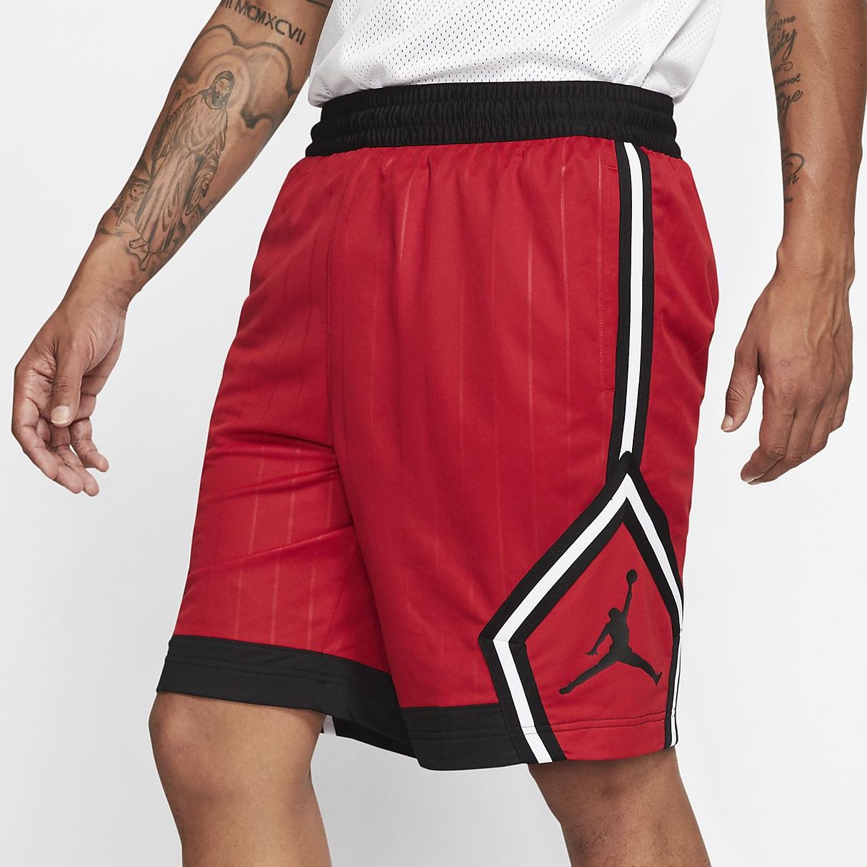Men's Air Jordan Jumpman Diamond Shorts (Gym Red/Black)(CD4908-687)