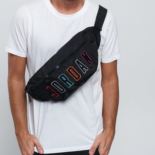 Air Jordan Chenille Multicolor Crossbody Bag Fanny Pack (Black)