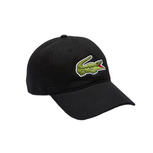 Lacoste Oversized Logo Cotton Strap-back Cap (Black)