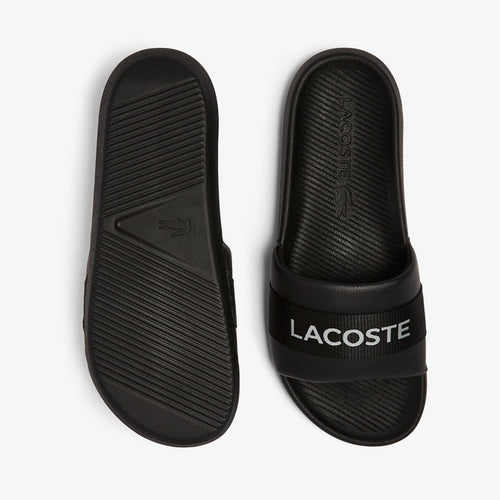 LACOSTE Men's Croco Text Print Slides (Black/Black)(7-41CMA0007-02H)