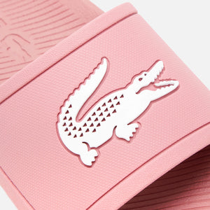 LACOSTE Women's Croco Slides (Salmon Pink/White)(7-38CFA0033F50)