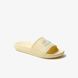 LACOSTE Women's Croco Slides (Light Yellow / White)(7-39CFA0004-241)