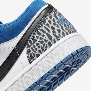 Air Jordan 1 Low SE "True Blue" Elephant Print (White/Grey/True Blue/Black)(DM1199-140)