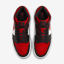 Men's Air Jordan 1 Mid "Bred Toe" (White/Black/Fire Red)(554724-079)