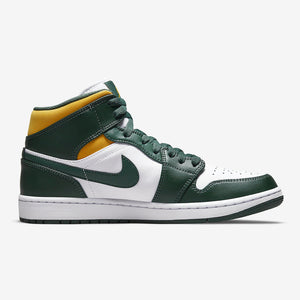 Men's Air Jordan 1 Mid "Sonics" (Noble Green/Pollen/White)(554724-371)