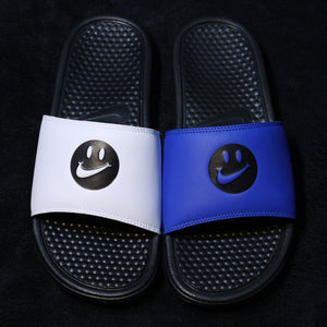Nike Benassi Mismatch Smiley White and Blue (Limited Edition)(Trilogy Merch Exclusive)
