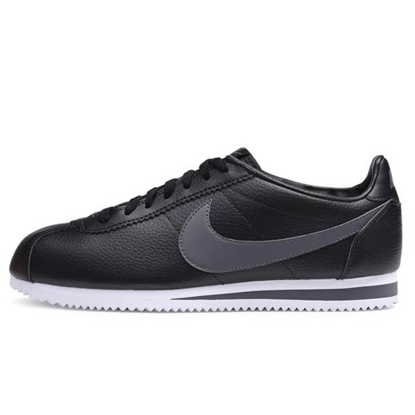 Men's Nike Cortez Classic Leather (Black / Dark Grey Swoosh)