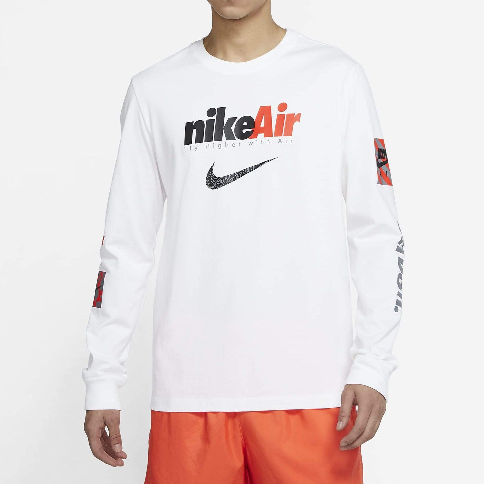 Long Sleeve Black And Orange Nike T Shirt Men's Nike Air Long