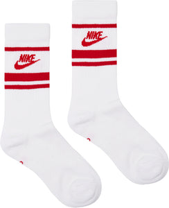 Nike Essential Crew Socks (White/Red)(CQ0301-102)(1-pair)