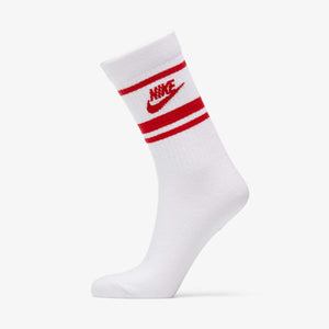 Nike Essential Crew Socks (White/Red)(CQ0301-102)(1-pair)