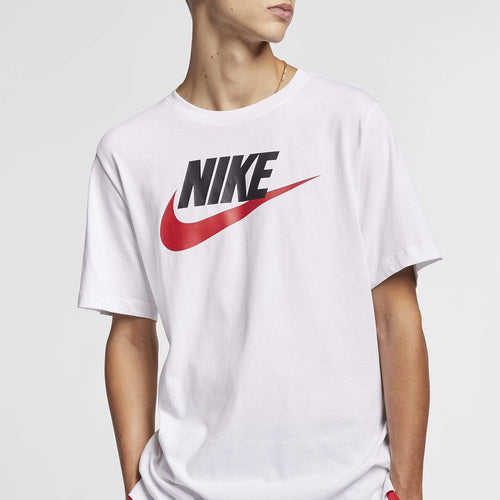 Men's Nike Sportswear Futura Icon Logo Tee (Standard Fit)(White/Black/University Red)(AR5005-100)