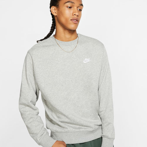 Nike Embroidered Logo French Terry Crewneck (Dark Grey Heather/White)(BV2667-063)