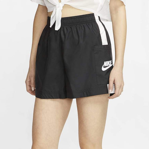 Women's Nike Sportswear Side Pocket Woven Shorts (Black/White)(CJ1689-010)