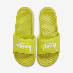 Nike x Stussy Benassi Slides "Volt" (Bright Cactus/White)(CW2787-300)