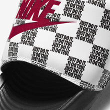 Men's Nike Victori One "Just Do It Checkered" Print Slides (Black/White/University Red)(CN9678-102)