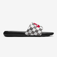 Men's Nike Victori One "Just Do It Checkered" Print Slides (Black/White/University Red)(CN9678-102)