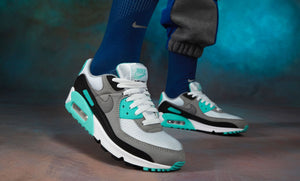Women's Nike Air Max 90 (White / Particle Grey / Hyper Turquoise)(CD0490-104)