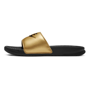 Women's Nike Benassi "Just Do It" Slides (Black/Metallic Gold)(343881-014)