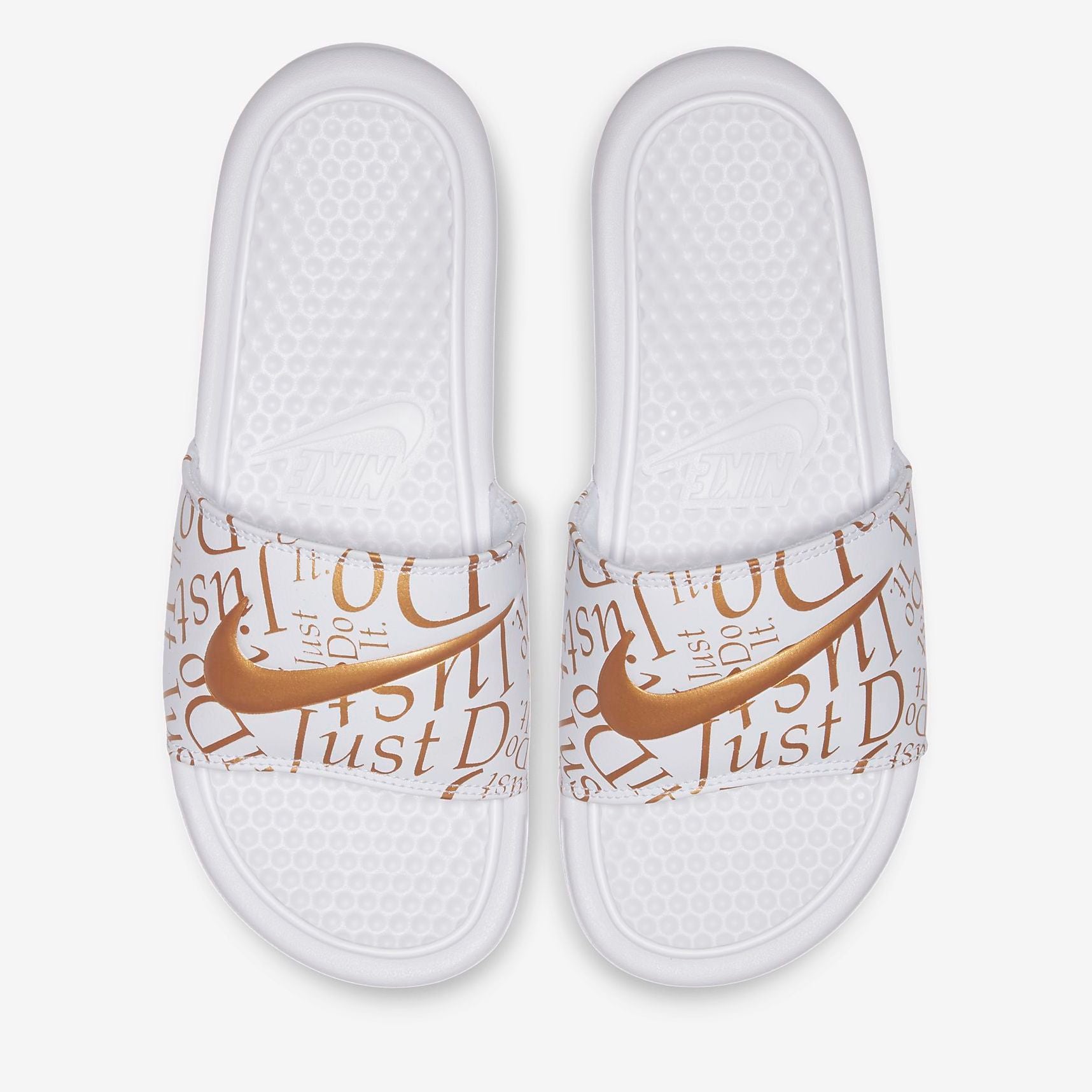 Women's Nike Benassi JDI Print (White Metallic Gold