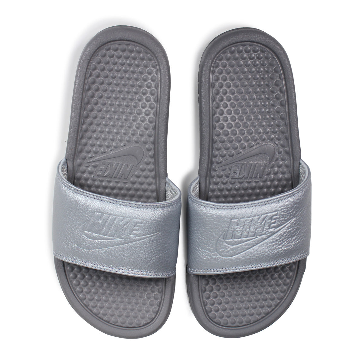 Women s Nike Benassi JDI Premium Metallic Silver AO4642 001