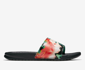 Women's Nike Benassi Just Do It Print (Black Crimson Tint Green Glow Floral)(618919-019)
