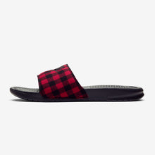 Men's Nike Benassi JDI Special Edition Checkered Textile (Black Red Plaid)(CK0986-002)