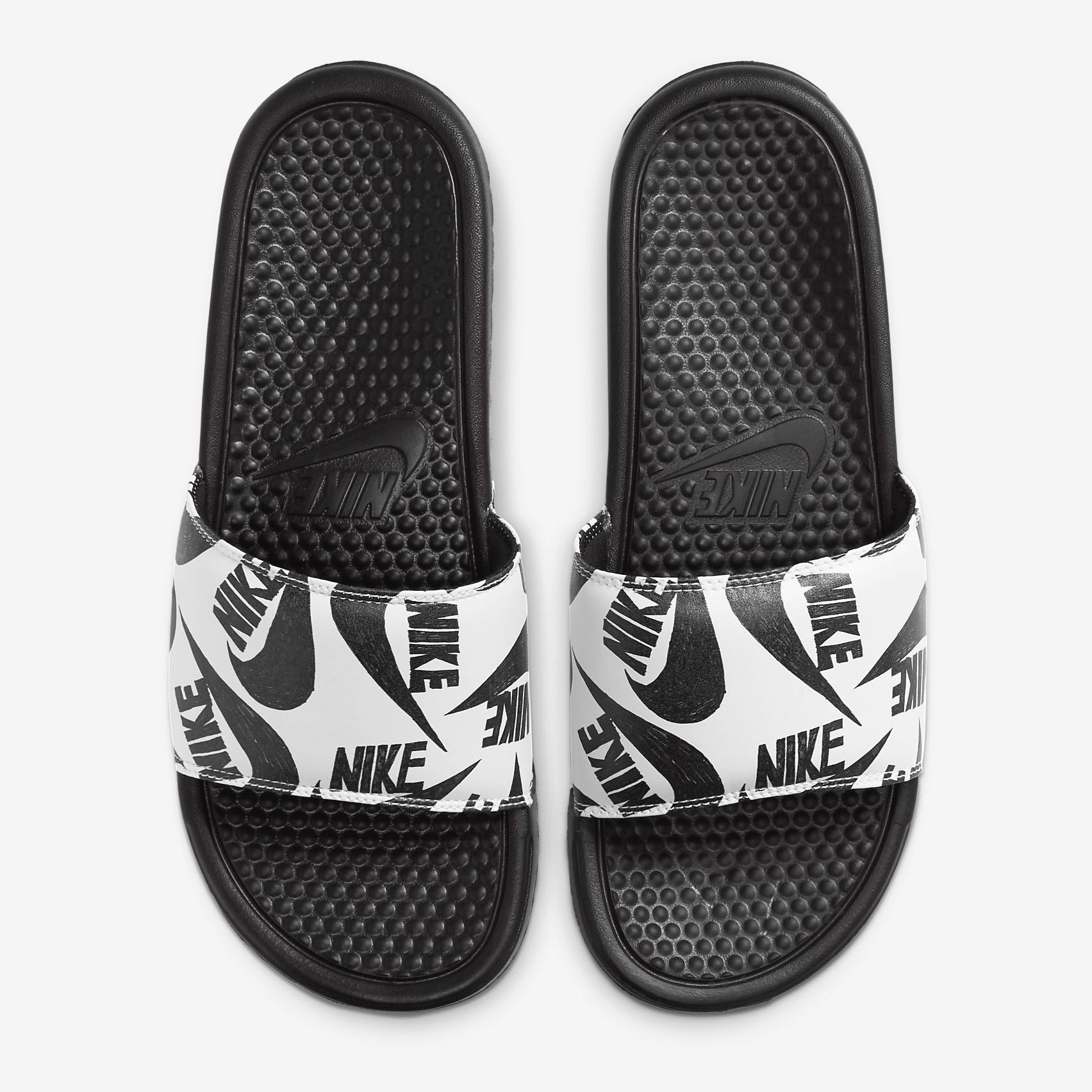 Benassi Swoosh Nike Benassi Black And White Men's Nike Benassi