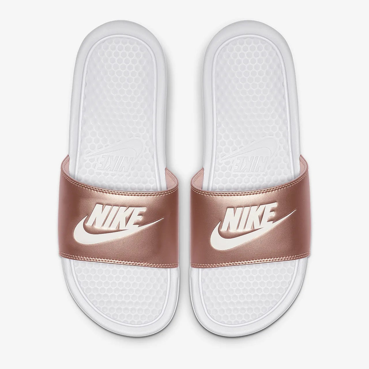 nike benassi white gold