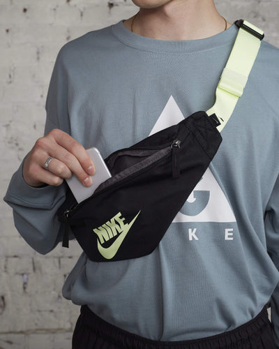 Nike Heritage Waist Bag Fanny Pack (Black Barely Volt)(unisex)