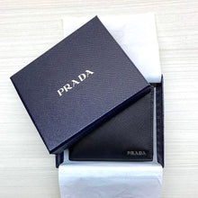 PRADA Saffiano Bi-Fold Leather Wallet w/ Coin Pocket (Black / Fiery Red)