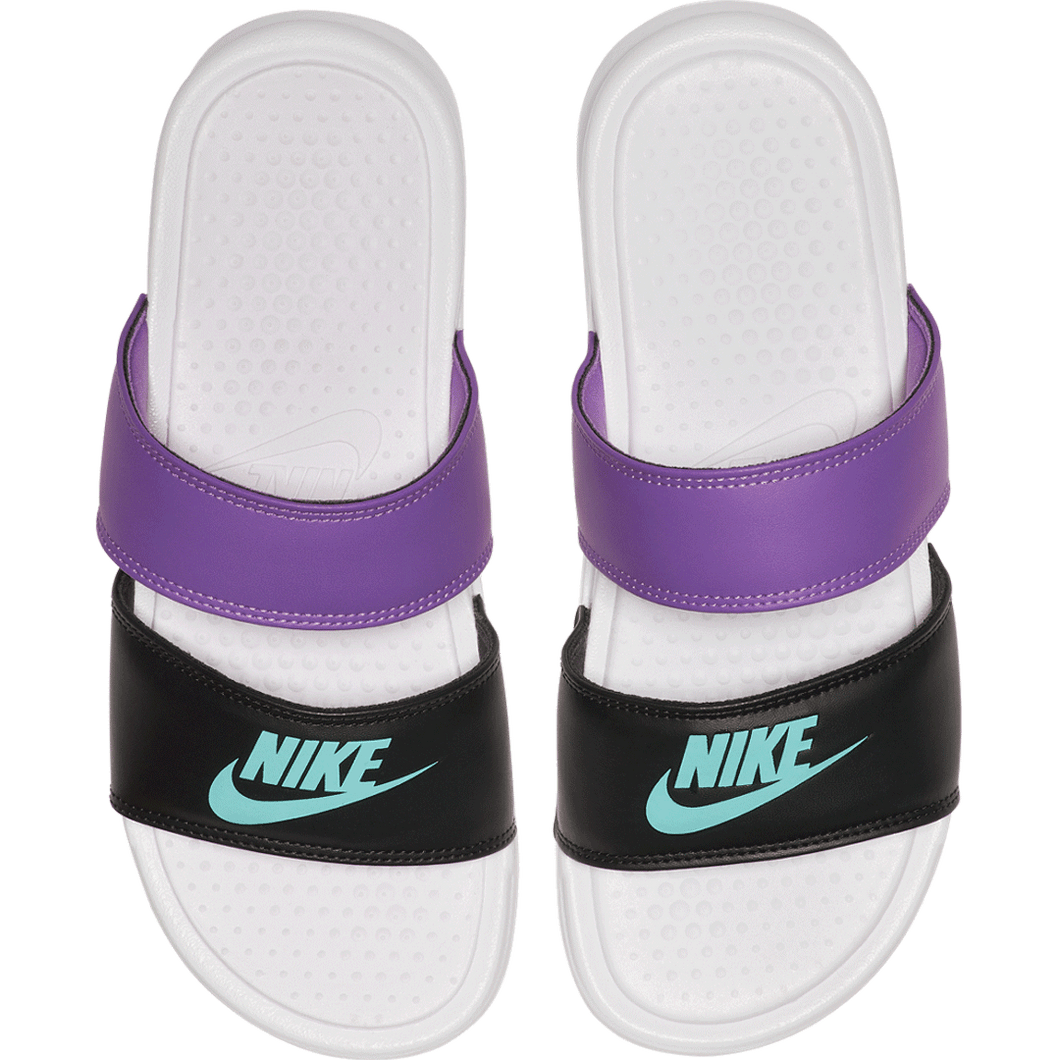 Nike Benassi Duo Ultra Slides Womens White Aurora Green Black