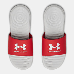 Men's Under Armour Ansa Fixed Slides (Halo Gray/Red)(3023761-104)(NO BOX RELEASE)