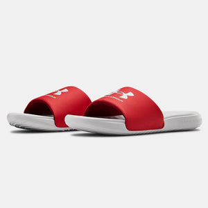 Men's Under Armour Ansa Fixed Slides (Halo Gray/Red)(3023761-104)(NO BOX RELEASE)