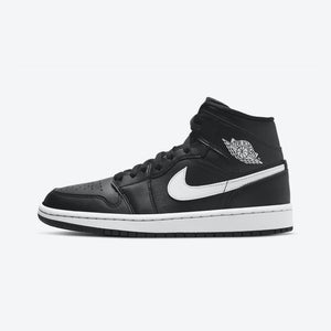 Women's Air Jordan 1 Mid (Black/White)(BQ6472-011)