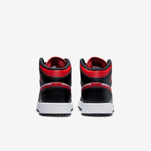 Women's / GS Air Jordan 1 Mid "Bred Toe" (White/Black/Fire Red)(554725-079)