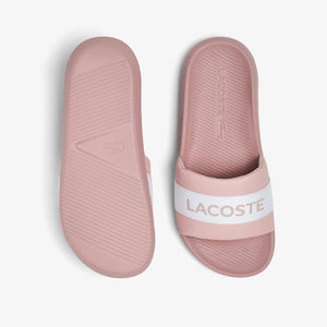 LACOSTE Women's Croco Text Print Slides (Light Pink/White)(7-41CFA0011-208)