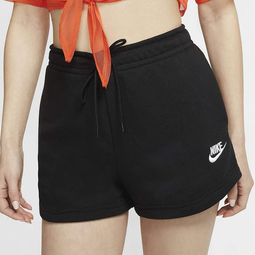 Women's Nike Essential Embroidered French Terry Shorts (Black/White)(CJ2159-010)