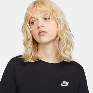 Women's Nike Essential Embroidered Logo Club Tee (Black)(DN2394-010)(Standard Fit)