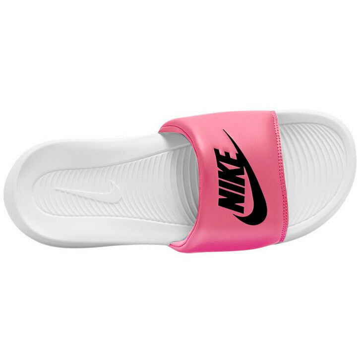 Pink and 2024 white nike slides