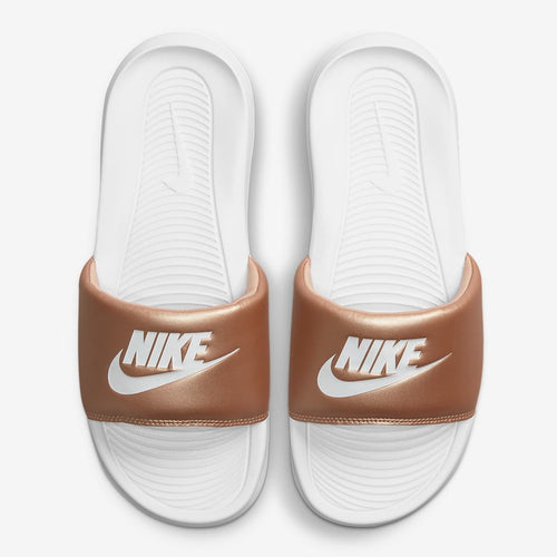 Women's Nike Victori One Slides (White/Metallic Red Bronze)(CN9677-900)