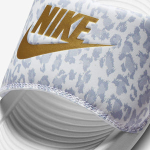 Women's Nike Victori One "Snow Leopard" Print Slides (White/Pure Platinum/Grey/Gold)(CN9676-103)