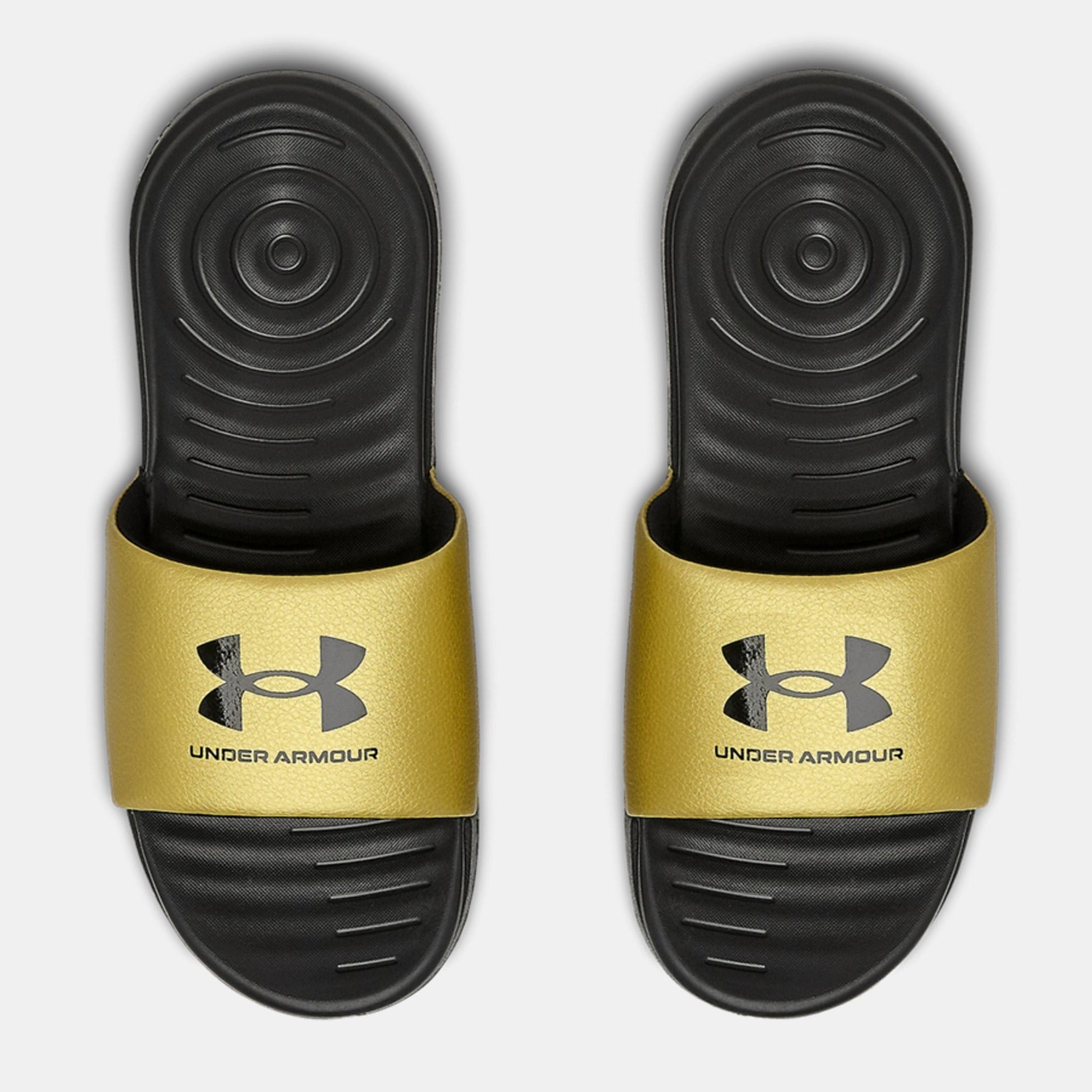 Under Armour Ansa Fixed Slides (Black/Metallic Gold)(3023772-006