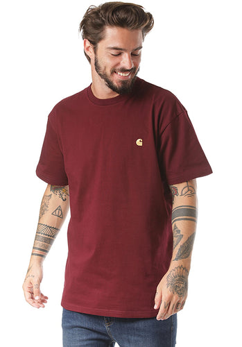 Carhartt WIP Chase Embroidered Tee (Merlot & Gold)(Regular Size)