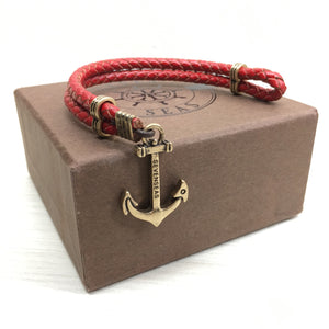 Seven Seas Anchor Dual-Laced Bracelet Red (Gold)